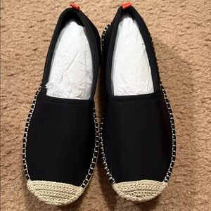 Sea Star Black Beachwear Beachcomber Espadrille Flats with Cream Toe Size 6 New